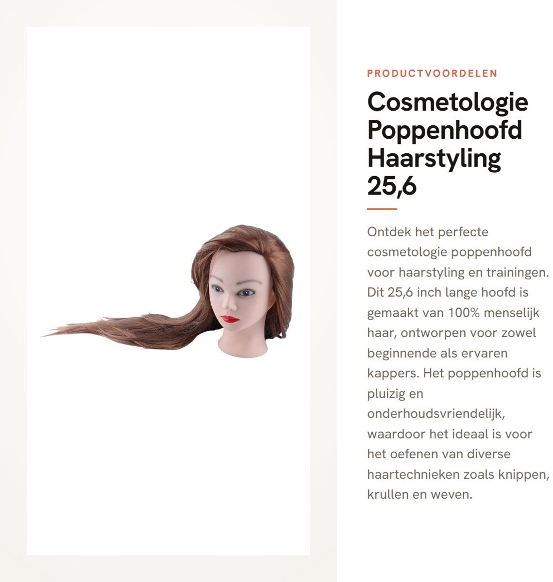 Dailygoods- Cosmetologie Poppenhoofd 25,6 Inch - Menselijk Haar - Haarstyling Trainingshoofd - Klemstandaard - Pluizig en Onderhoudsvriendelijk - Geschikt voor Kappersvaardigheden - Haarstylingpop