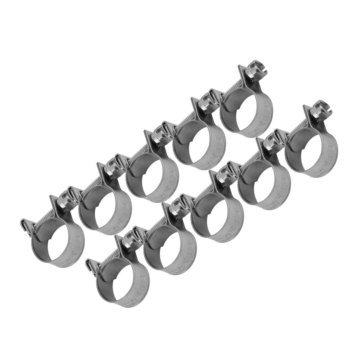 Dailygoods- Slangklem 10 Stuks - Roestvrij Staal - Mini Slangklemmen - Diameter 6-20 mm - Voor Dunne Slangen - Glad Gepolijst Oppervlak