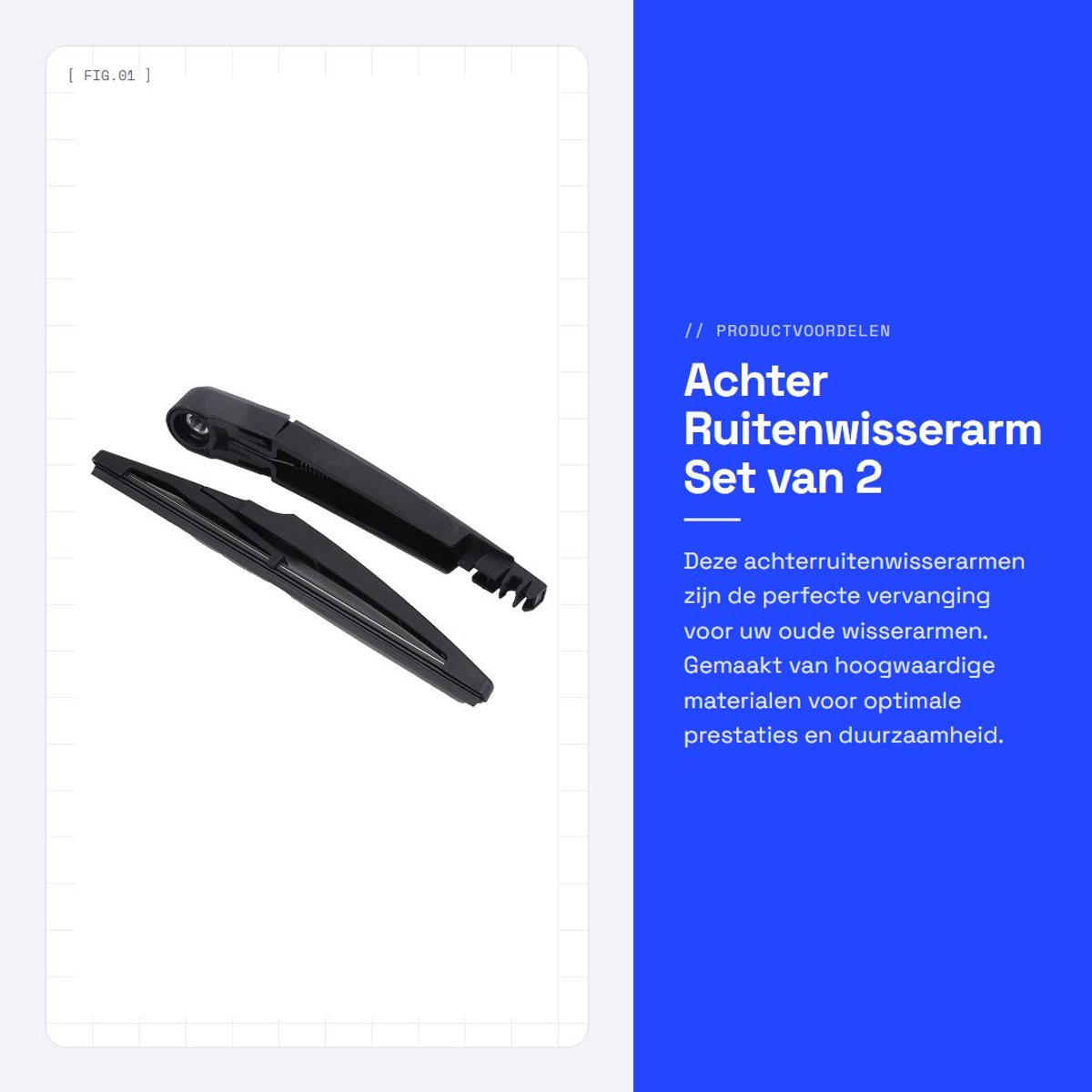Dailygoods- Ruitenwisserarm Achter - 2 Stuks - Kunststof/Rubber - Vervanging - OE 1273094 - Voor J 2009-2017 - Achterwisser