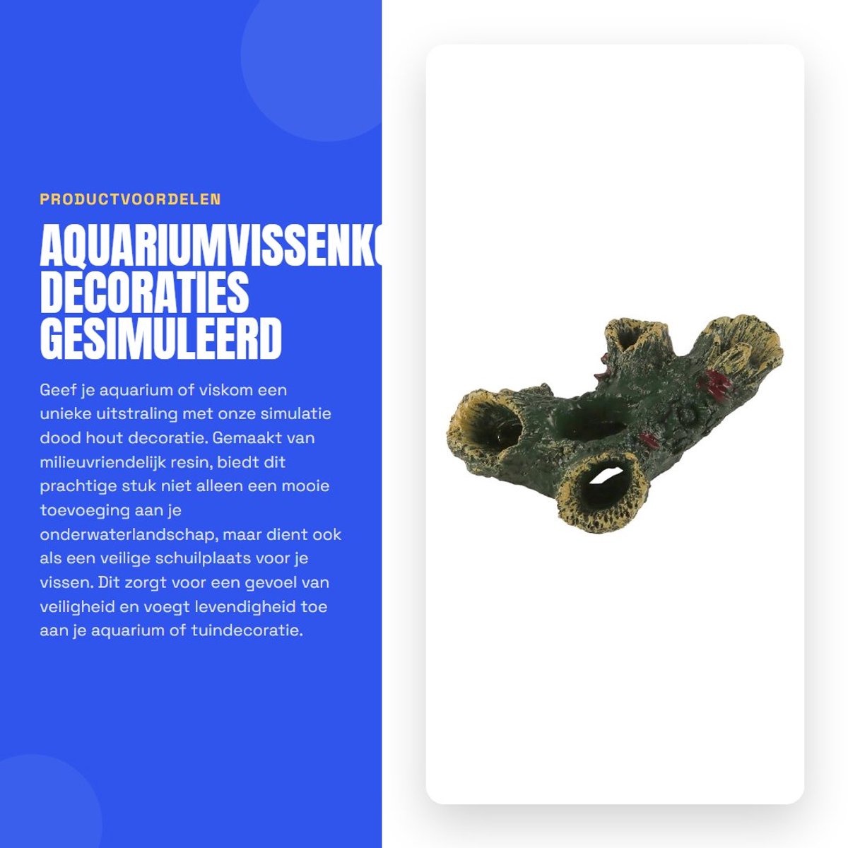 Dailygoods- Dood Hout Decoratie - Gesimuleerd Dood Hout - Aquariumaccessoires - Schuilplaats voor Vissen - Milieuvriendelijke Hars - Ideaal voor Aquaria en Tuinarchitectuur - Aquariumdecoratie