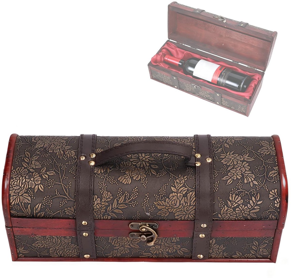 Dailygoods- Wijnkist Houten - Geschenkverpakking - Wijnopslag - Robuust - Duurzaam - Afmetingen 35,5 x 13,5 x 13 cm - Wijnverpakking