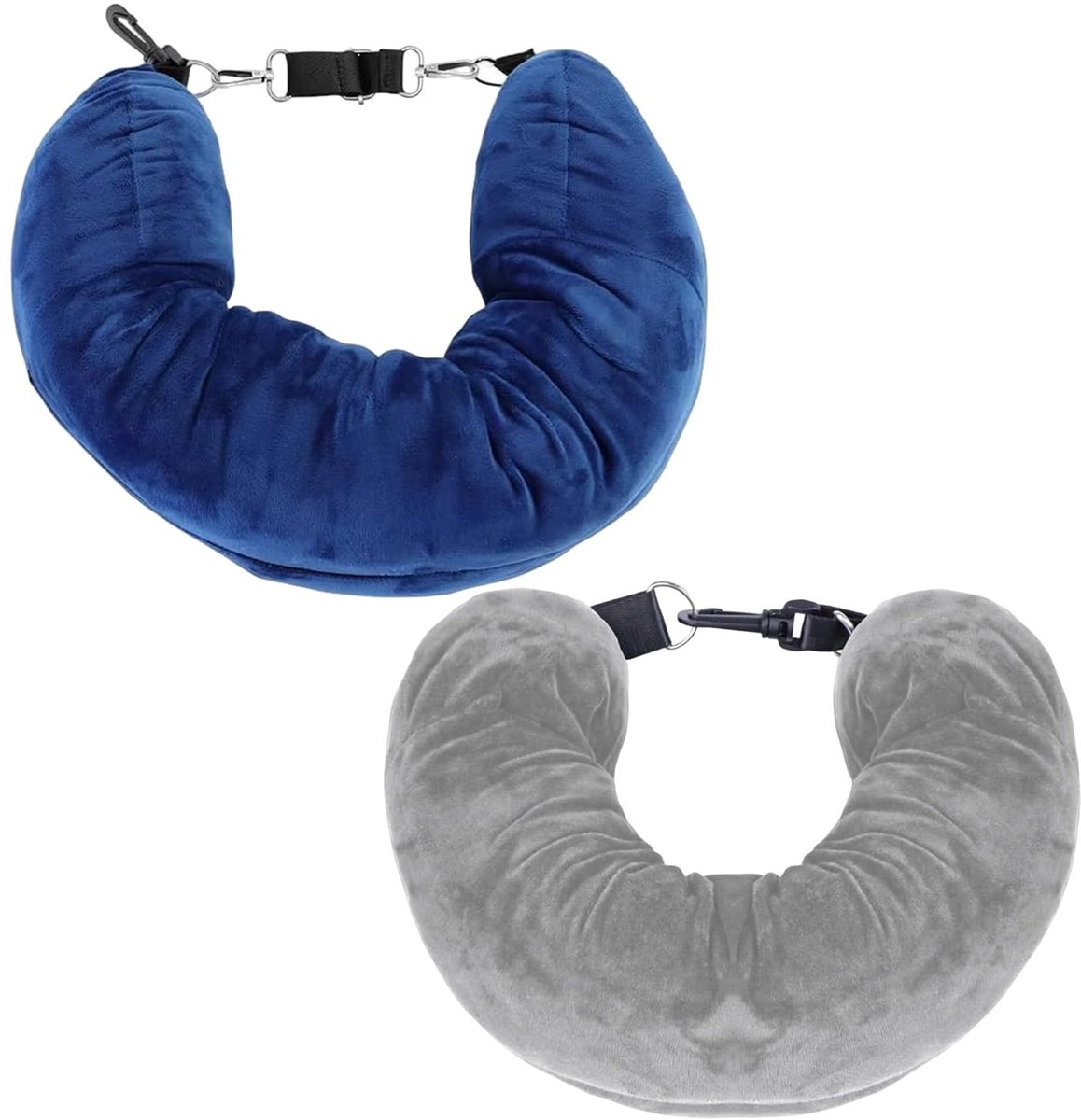 Dailygoods- Nek Kussen Verstelbaar - Reiskussen - U-Vormig Kussen - Kantoor Kussen - 2 Stuks - Kristal Fluweel 95Cm*18Cm - Reis Kussen