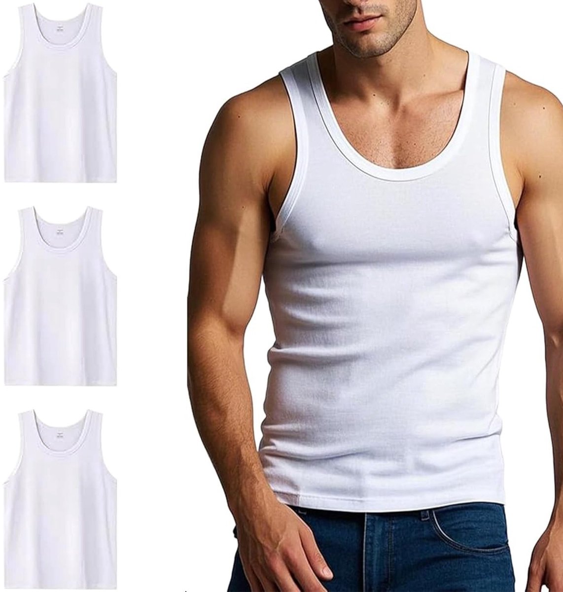 Dailygoods- Onderhemd Heren - Ademend Katoen - 3 Stuks - Mouwloos Shirt - Sport - Driedimensionale Snit - Perfecte Pasvorm - Tanktop