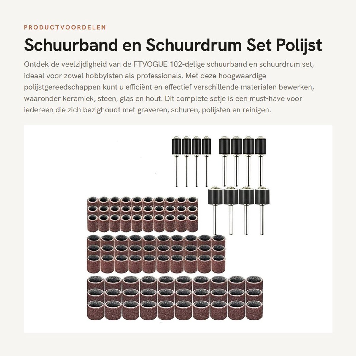 Dailygoods - Schuurband en Schuurdrum Set - Polijst Gereedschap - Accessoires - 102-delig - Schuren - Gereedschap voor schuren - Geschikt voor houtbew...