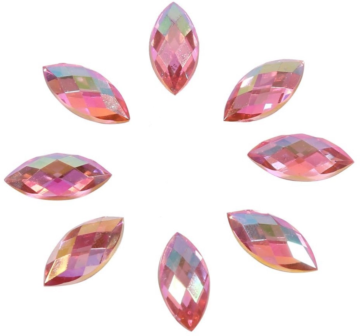 Dailygoods- Steentjes 500 Stuks - Paardenoogvorm - Kristal Acryl - Flatback - Glanzende Ovale Fancy Stenen - 7 × 15 mm - Strass