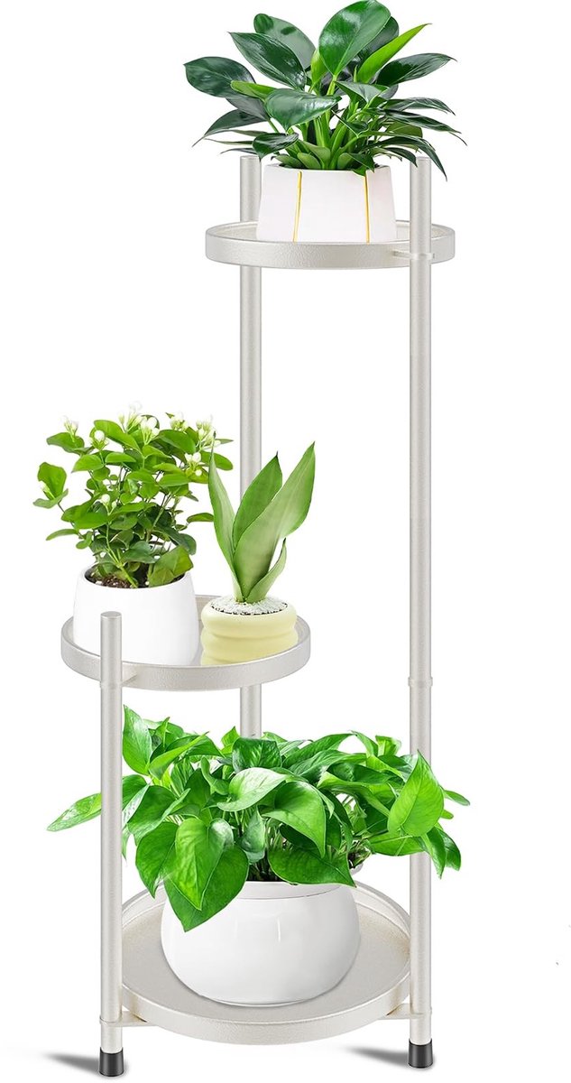 Dailygoods- Plantenstandaard Duurzaam - Metalen Plantenrek - Drie Niveaus - Hoekronde Plantenstandaard - Stabiliteit - Eenvoudig te Installeren