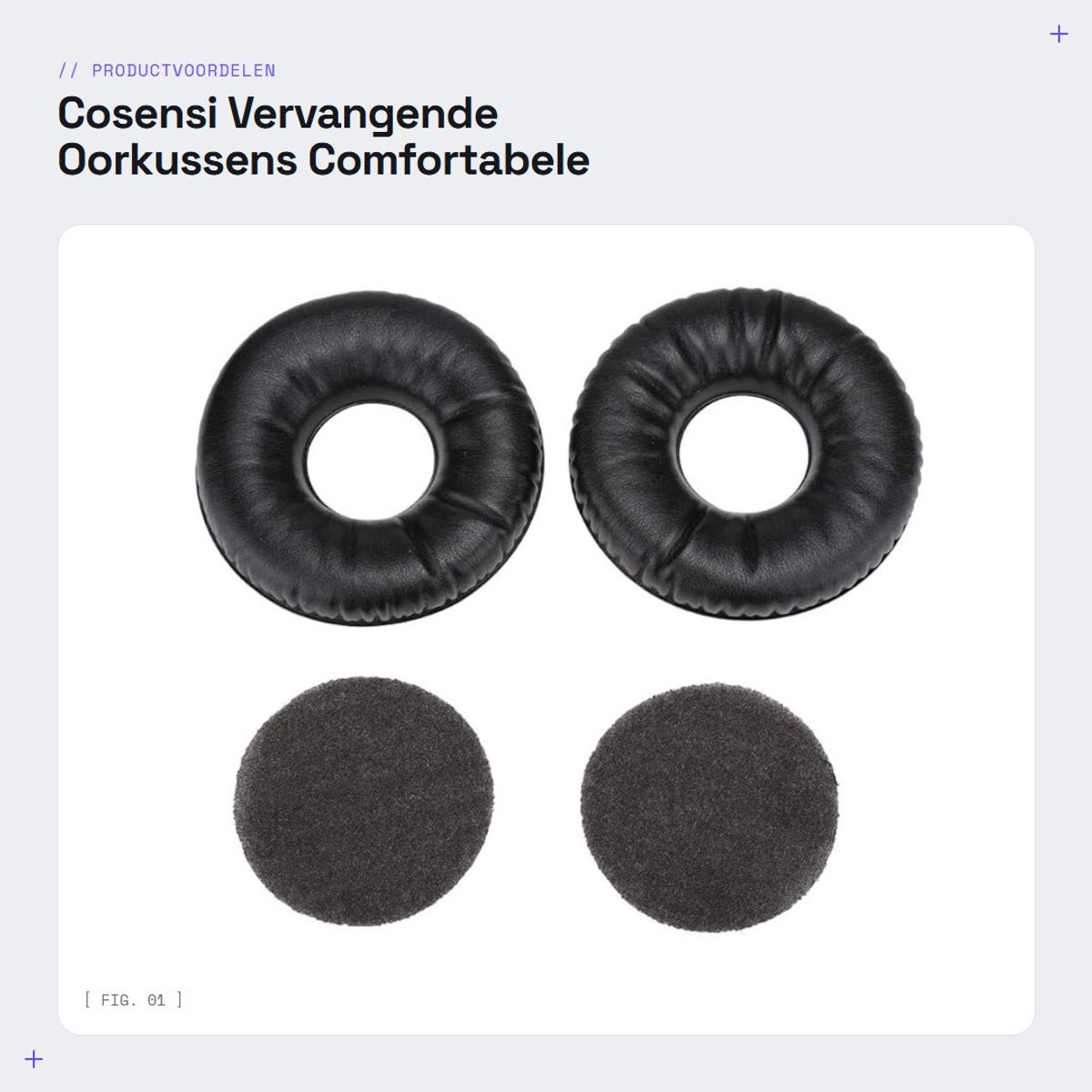 Dailygoods- Oorkussen Vervanging - Koptelefoonkussens - Katoen - Zwart - 2 Stuks - 8,8 x 8,8 x 1,5 cm - Koptelefoonkussen