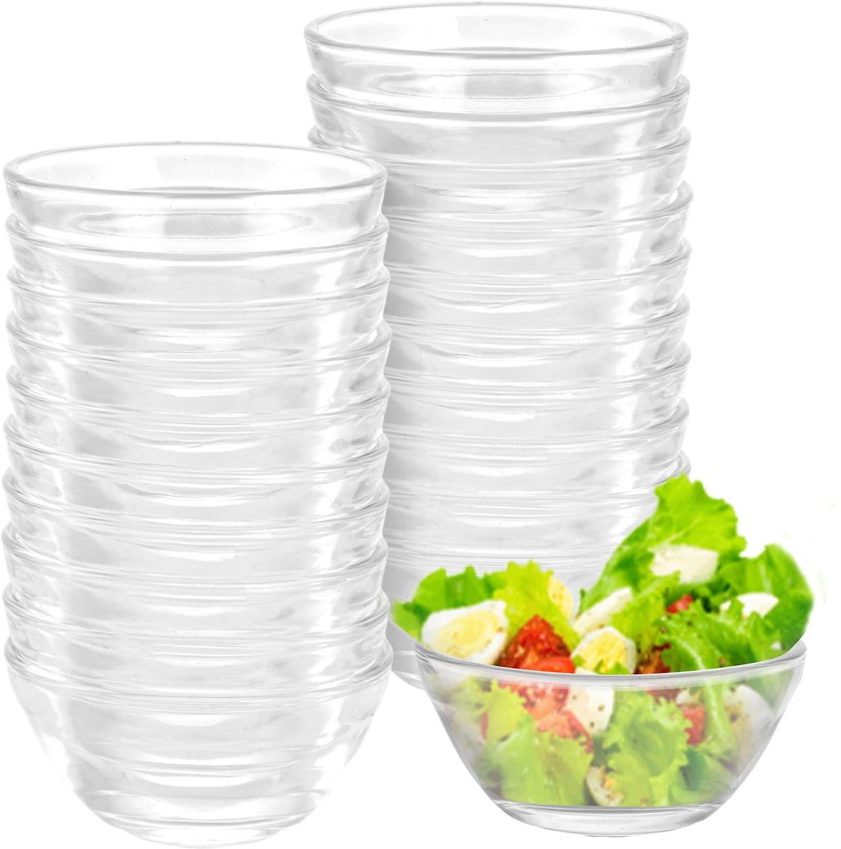 Dailygoods - Dipschalen - Glazen Schaaltjes - Vaatwasserbestendig - Ø 6 cm - Snack- en Dessertkommen - 20 Stuks - Perfect voor Tapas