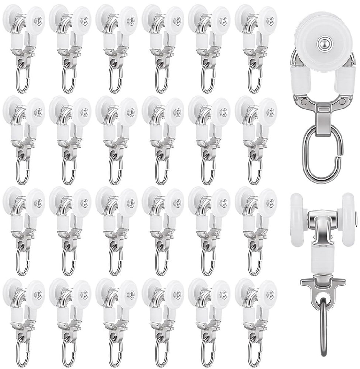 Dailygoods- Gordijnrollers 30 Stuks - Plafond Gordijn Runners - Glijders - Schuifhaken - Decoratie - 26,5 mm x 14,5 mm - Gordijnhaken