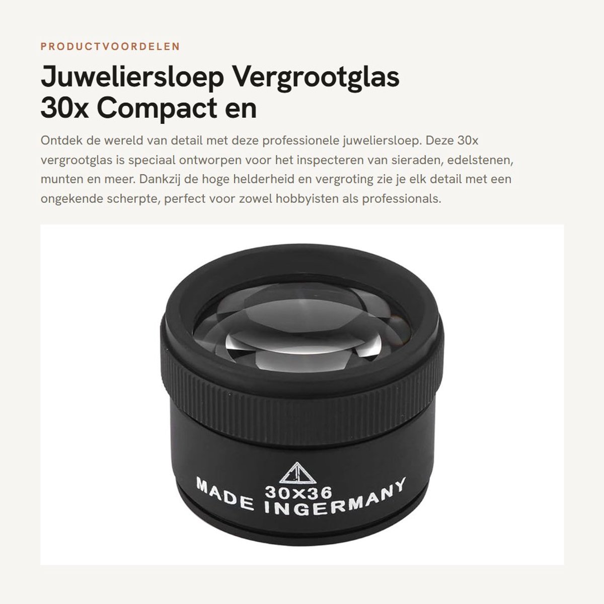 Dailygoods - Juweliersloep - Vergrootglas 30x - Compact en lichtgewicht - Ideaal voor sieraden en munten - Professioneel gebruik - Geschikt voor hobby...