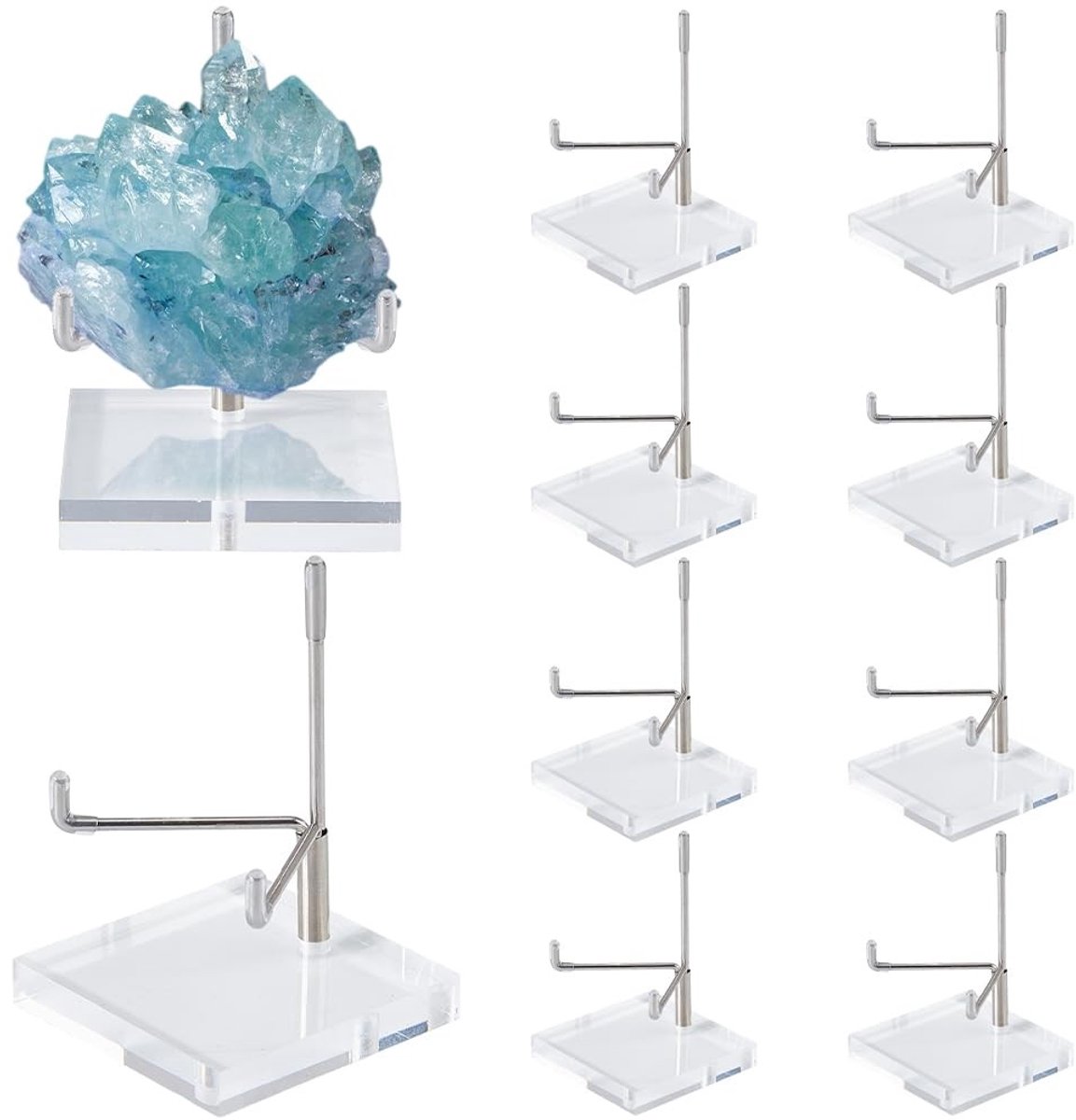 Dailygoods- Displaystandaard Verstelbaar - Roestvrij Staal - Acryl Basis - Voor Presentatie - Flexibele Hoekverstelling - Afmetingen 5,9 x 5,9 x 8,4 cm - Presentatiestandaard