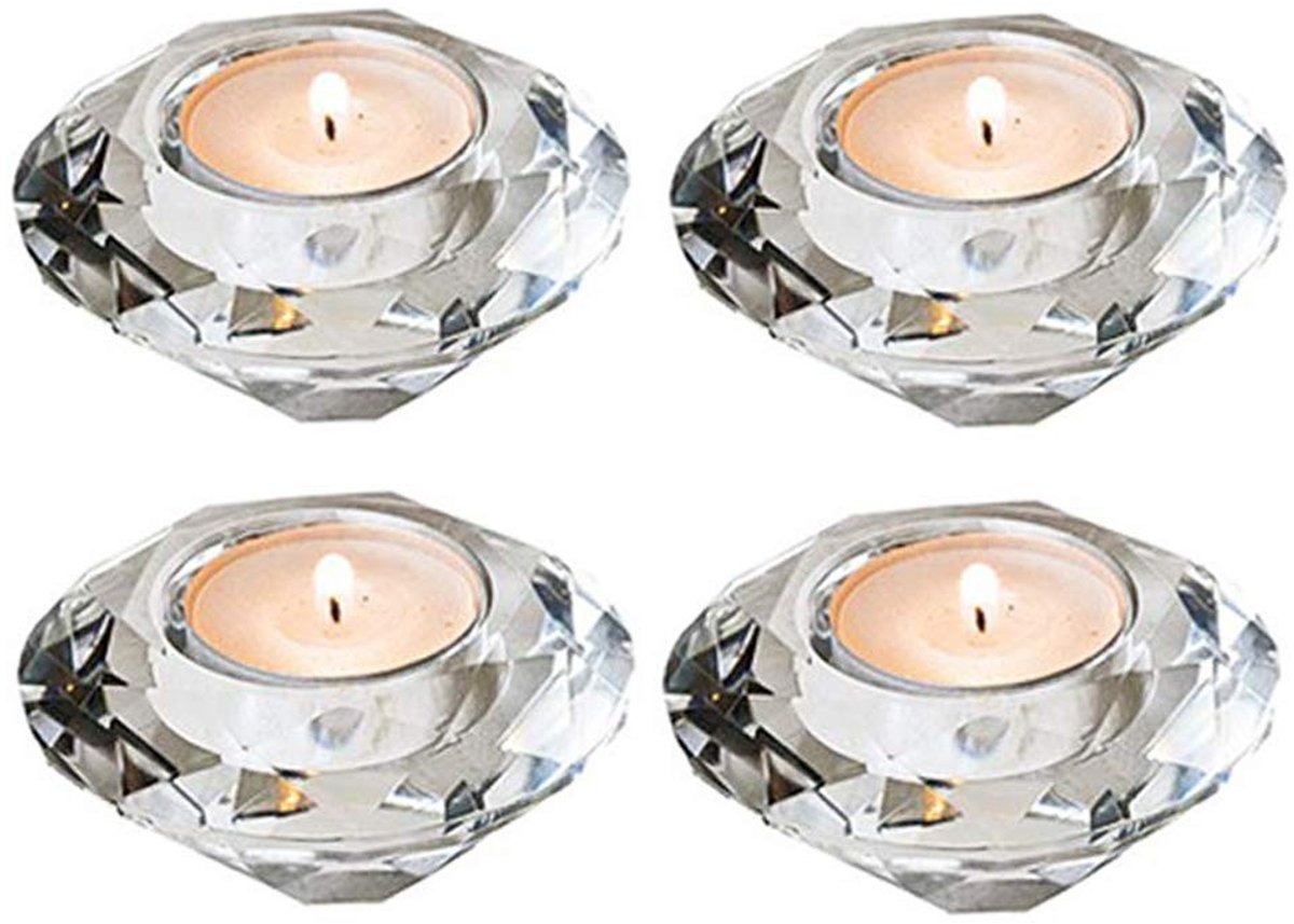 Dailygoods - Theelichtkandelaars - Glazen Kandelaar - Handgeslepen Kristal - Decoraties voor Feestjes - Votief Kaarsen - Cadeaus voor Mama