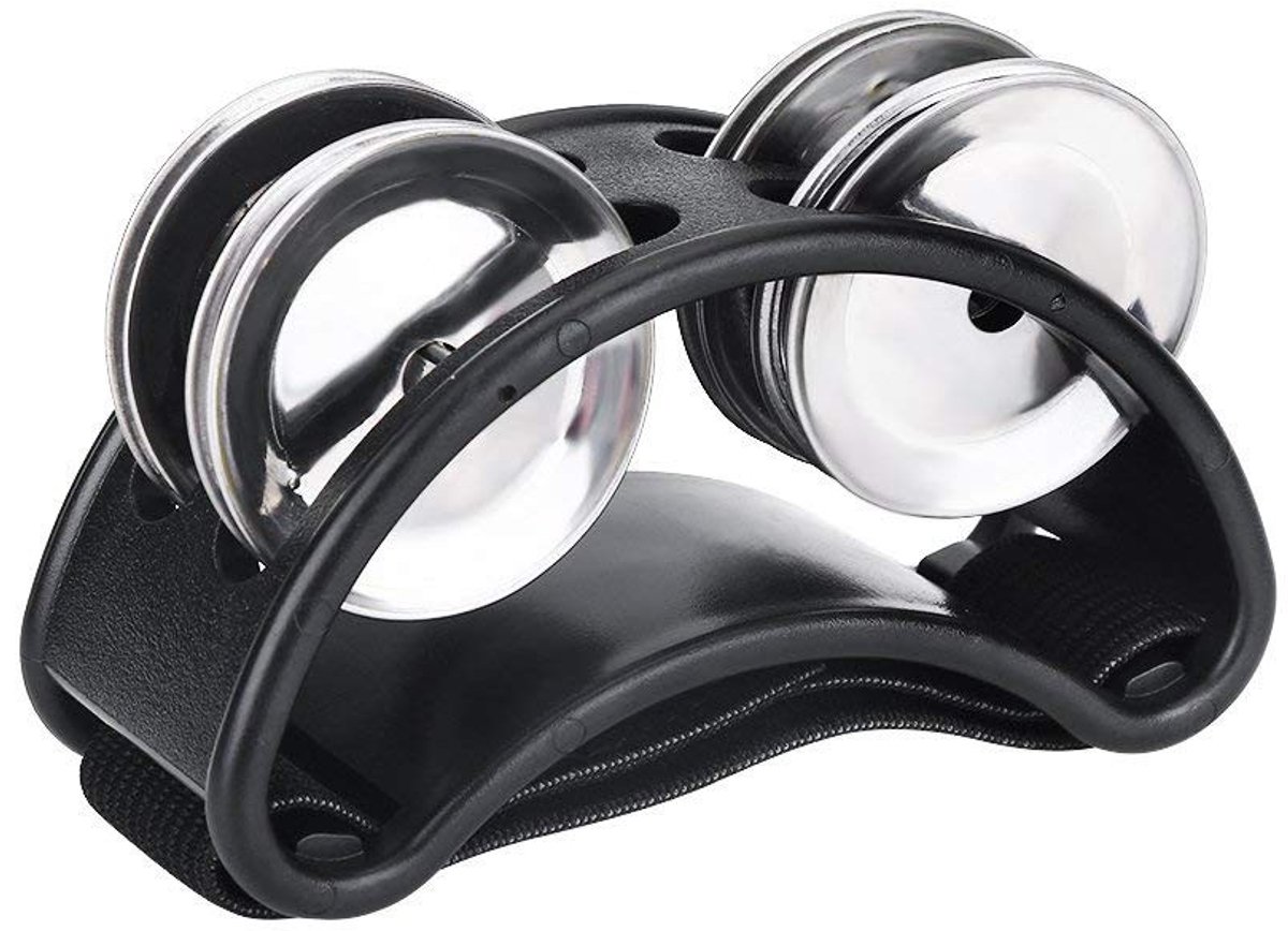 Dailygoods- Tamboerijn Compact - Tamboerijn voor Volwassenen - Voetpercussie - Metalen Klokken - Duurzaam Nylon - Schokbestendig Behuizing - Voettambourijn