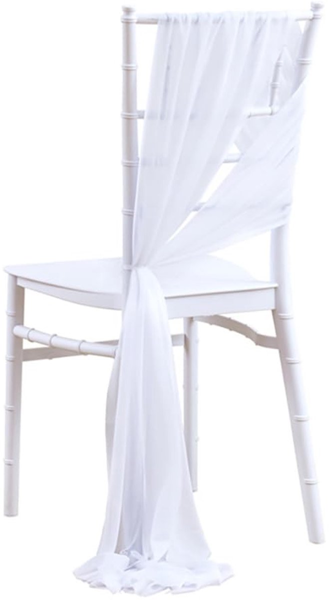 Dailygoods- Stoelhoes Set van 10 Stuks - Chiffon Decoratie - Stoelsjerpen - Bruiloft/Ceremonie - Polyester - Afmetingen 20 cm x 250 cm - Stoeldecoratie