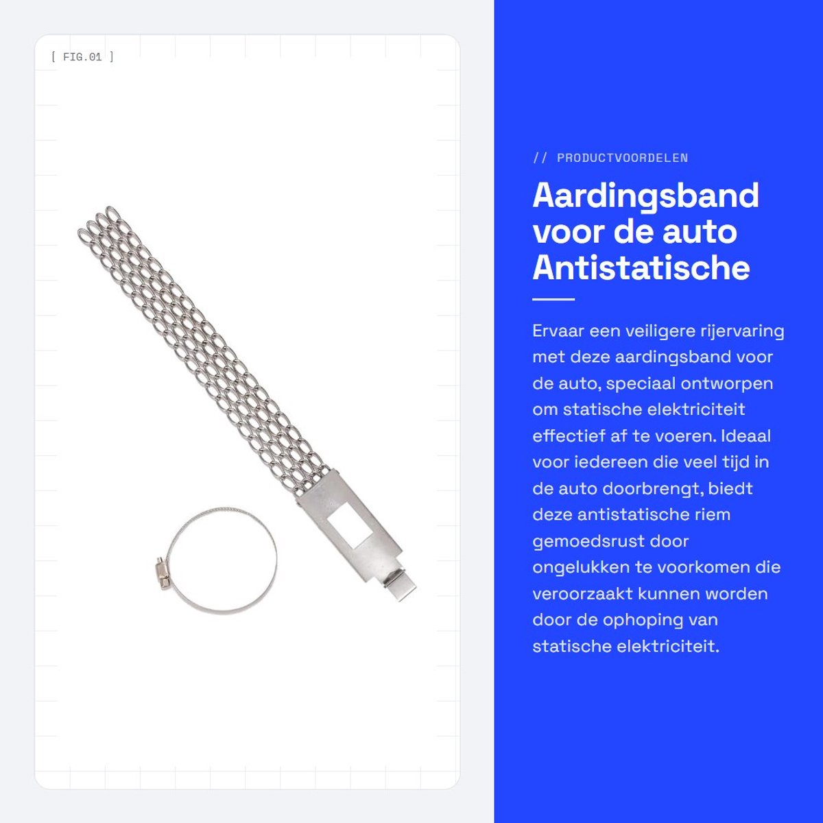 Dailygoods - Aardingsband voor de auto - Antistatische riem - Veilige afvoer statische elektriciteit - Zilver - Auto-accessoires - Massaband voor auto...