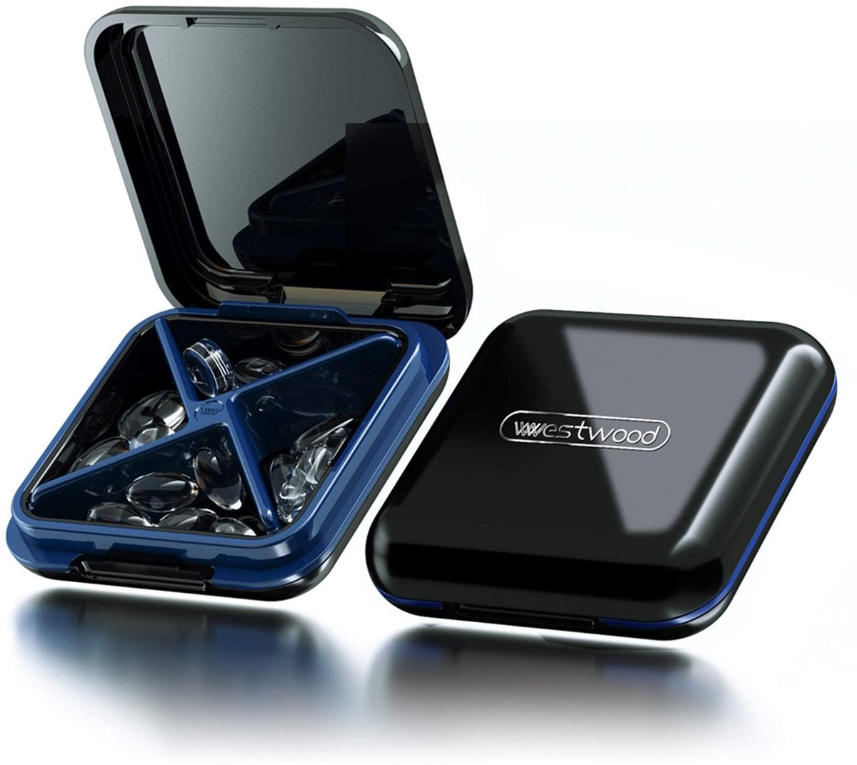 Dailygoods- Pil Case Waterbestendig - Medicijndoos - Draagbare Opbergdoos - 7-Lagen Afdichting - 4 Slots - Duurzaam Materiaal - Medicijnbox
