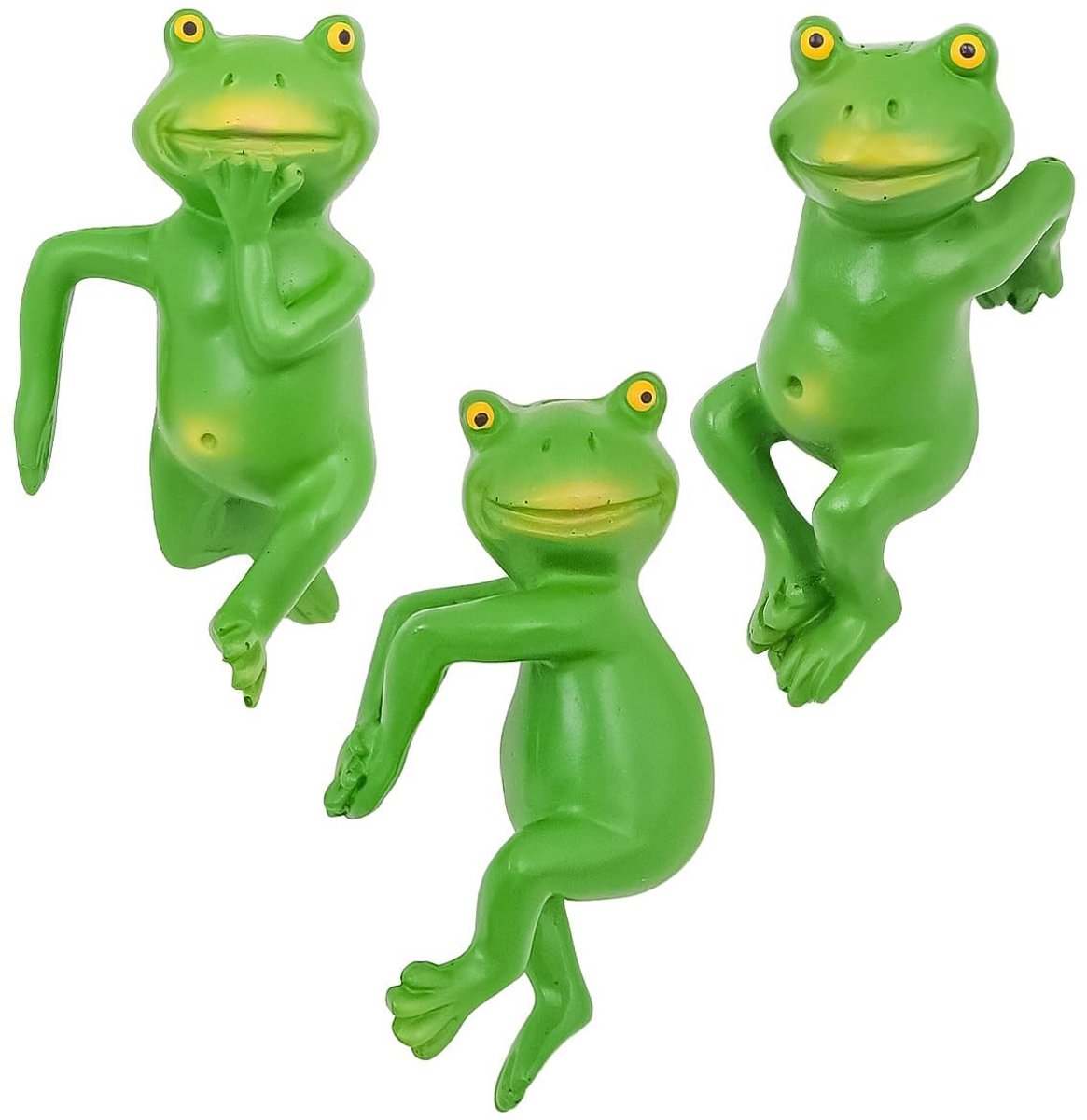 Dailygoods- Hangende Kikker Set - 3 Stuks - Tuin Decoratie voor Buiten - Vijverdecoratie - Cartoon Dieren - Waterdicht Hars - Tuindecoratie