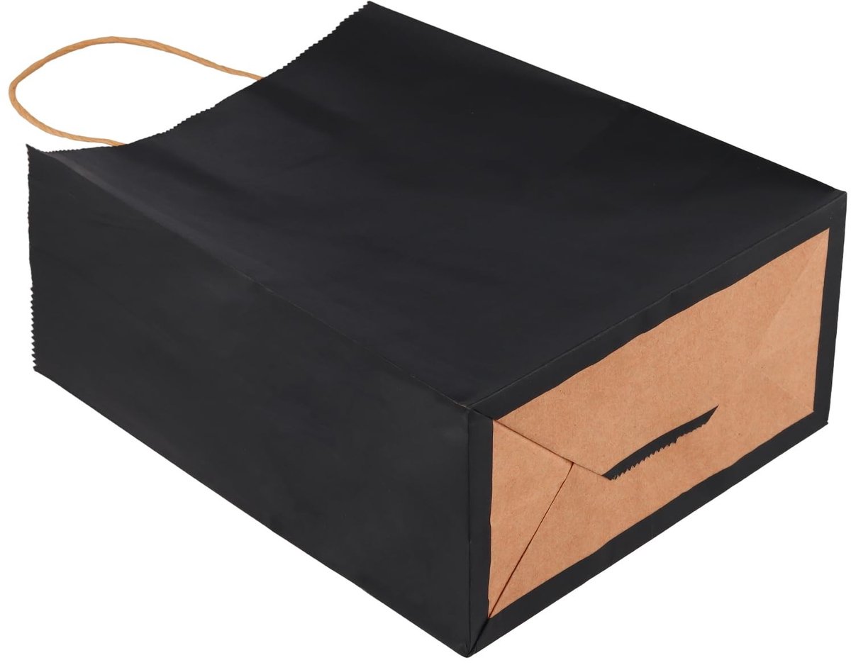 Dailygoods- Geschenkzakken 75 Stuks - Zwarte Papieren Zak - Handgrepen - Groot/Middelgroot/Klein - Versterkt - Perfect voor Cadeaus - Draagtas
