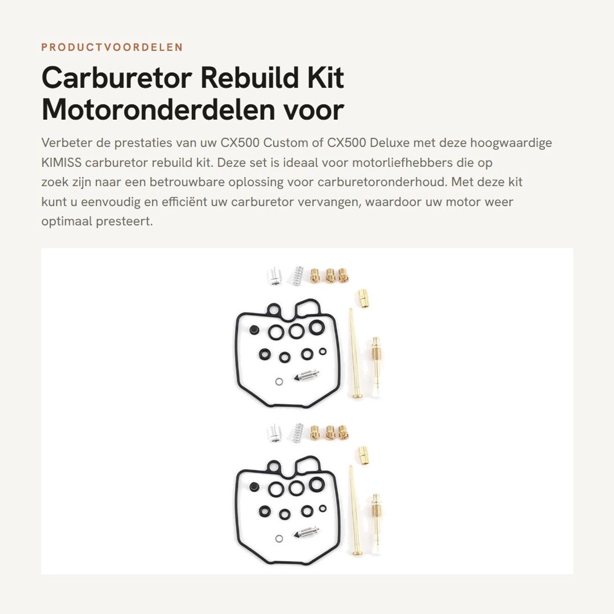 Dailygoods- Carburateur Rebuild Kit - Carburateur Onderhoud - Carburateur Vervangset - Carburateur Synchronisatie Set - Carburateur Afstelgereedschap - Geschikt voor CX500 Custom/Deluxe - Carburateurkit