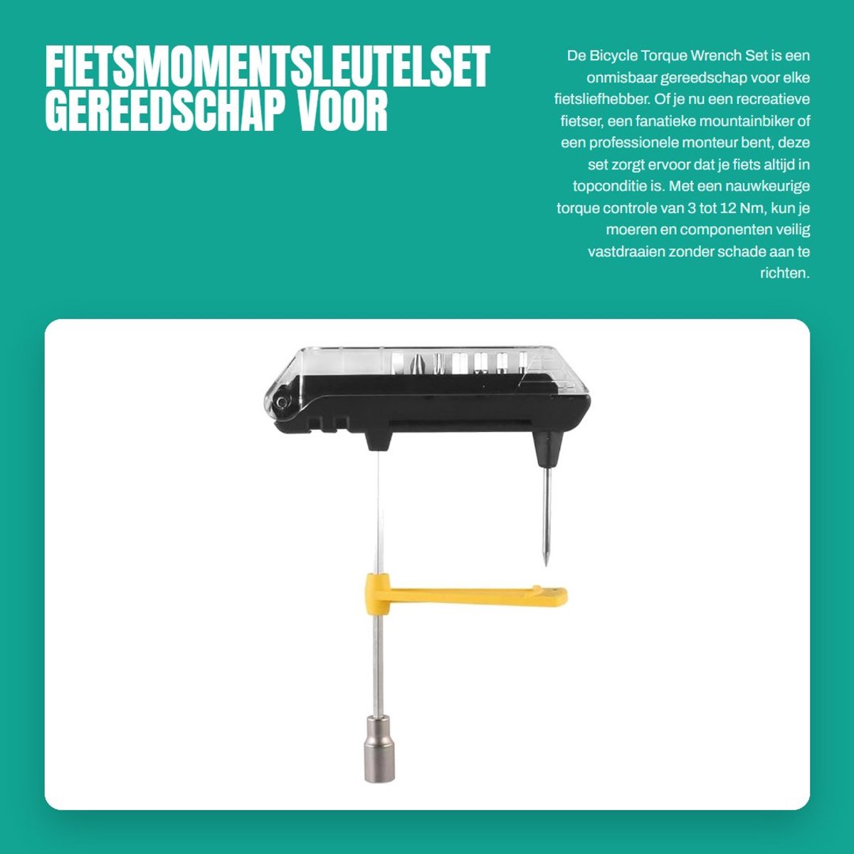 Dailygoods - Fietsmomentsleutelset - Gereedschap voor racefietsen - Essentieel voor onderhoud - 1/4 inch doppen - Voor mountainbikes - Professioneel g...