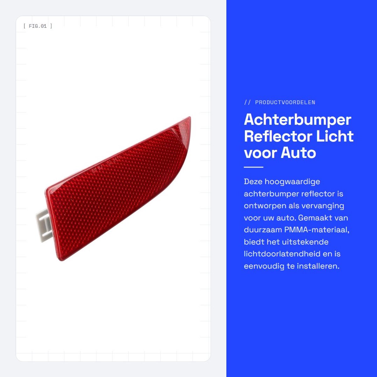 Dailygoods- Achterbumper Reflector Lichtgewicht - PMMA Lens - PC+ABS Omhulsel - Vervangingsonderdeel - Verbeterde Rijveiligheid - Eenvoudige Installatie