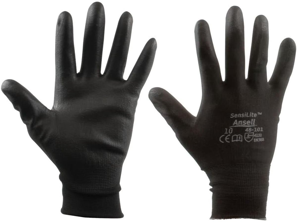 SW-Stahl 11562L nylon fijngebreide handschoenen maat 10/XL I zwarte werkhandschoenen 1 paar met PU-coating