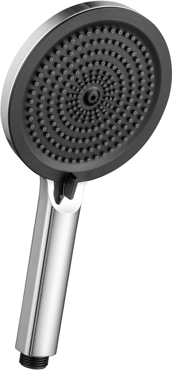 DERW MAX Multifunctionele Handdouche - Regendouche - 4 Straalstanden (Regen/Pulsatie/Massage/Meng) - Rond Ontwerp - Schakelaar met Draaiknop - Valbestendig - Chroom/Zwart