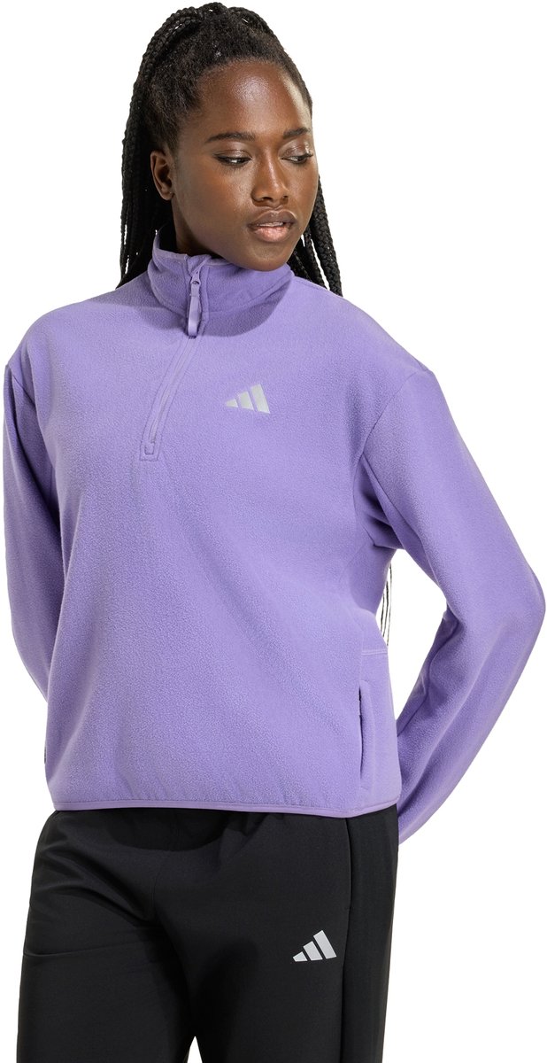 Adidas Performance Adi365 Running Essentials Winterized Fleece Sweater Met Halflange Rits Dames Paars