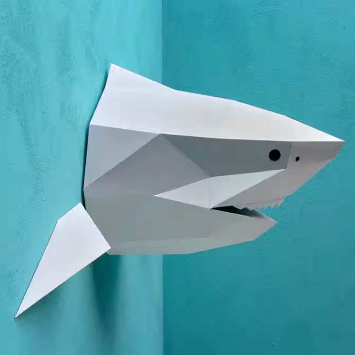 Assembli DIY dierenhoofd papieren Haai grijs