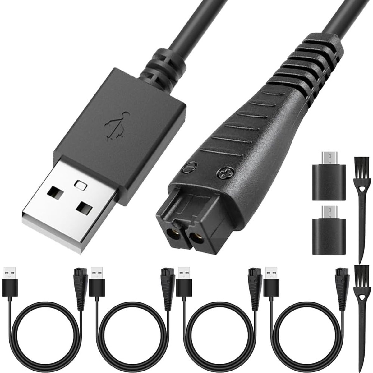 aladdien - USB Oplader - Snellader 1.25A - 4 Stuks - Opladen voor Scheerapparaten - Geschikt voor Panasonic - Zwart