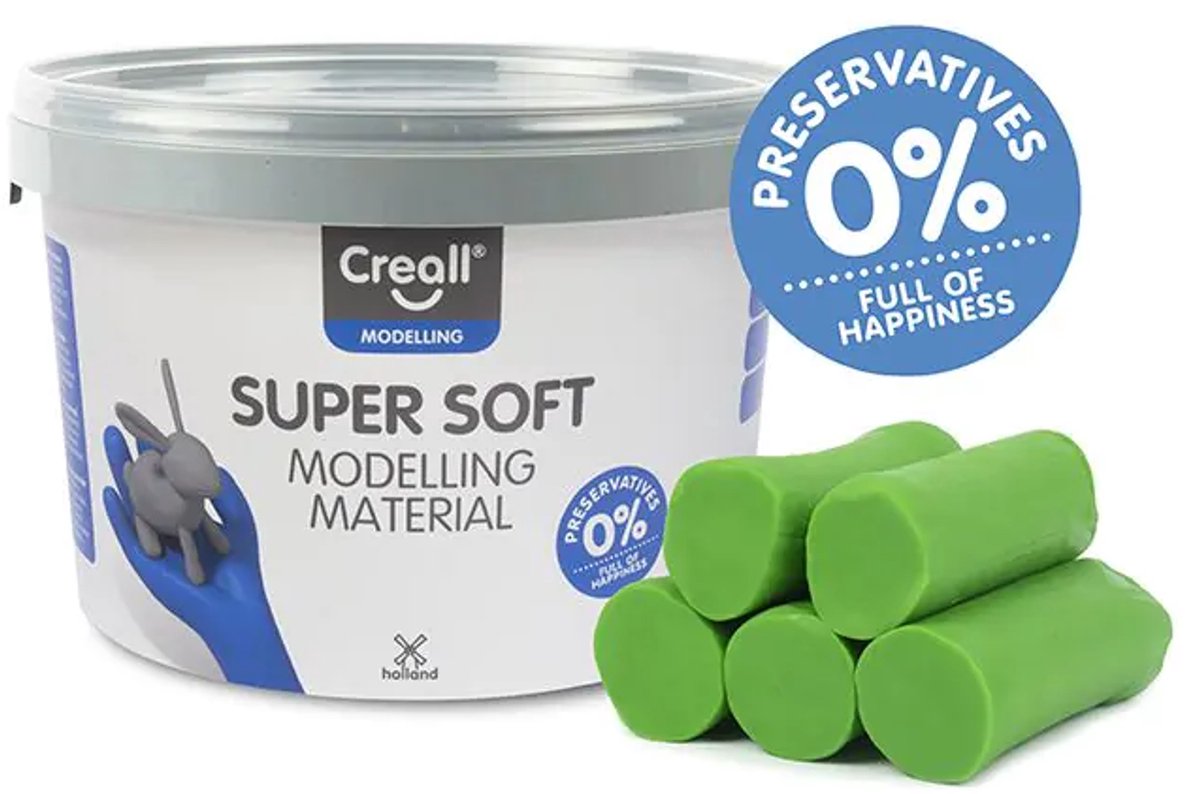 Creall Supersoft boetseerklei - groen - hersluitbare emmer - 1750 gram - glutenvrij - gemaakt in Nederland — afbeelding 11