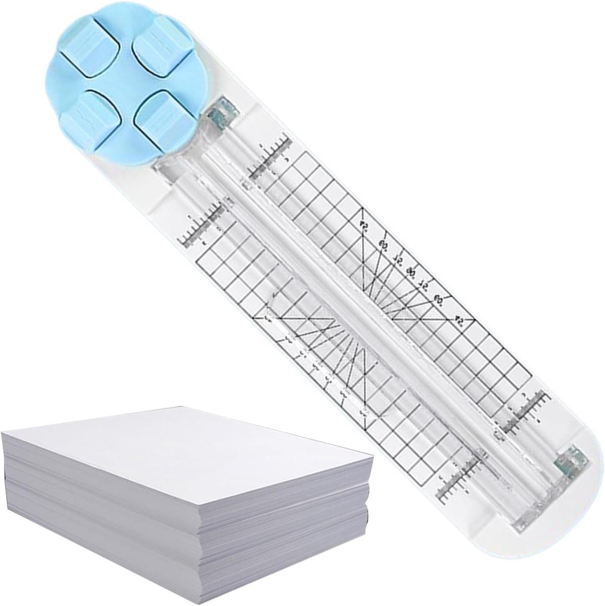 Papiersnijder 4-in-1 - Papierschaar Snijmachine - Creatief Knutselen - Nauwkeurige Papierpositionering - 355 x 83 cm - Blauw