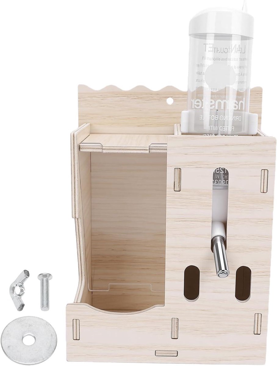 Houten Hooihouder Voerbak - Konijn Voerstation - Knaagdier Voeding - Vermindert Voedselverspilling - 29 x 19 x 7 cm - Houtkleur