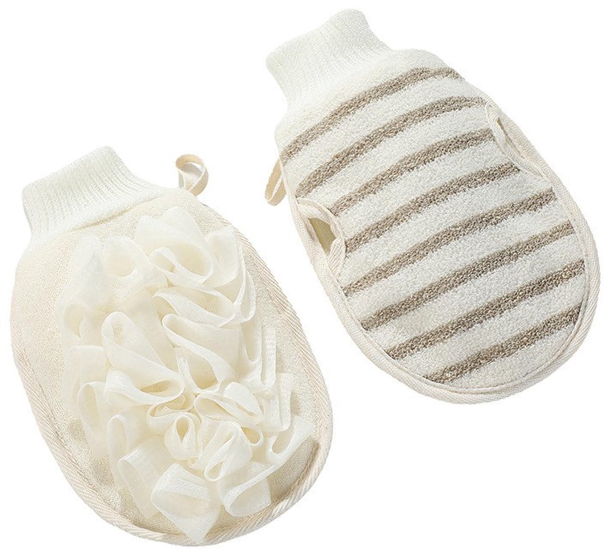 SolidChoice - Jute peeling-handschoen - Natuurlijke lichaamscrub - Dubbelzijdig - Voor het verwijderen van dode huid - Diepe reiniging - 2 stuks