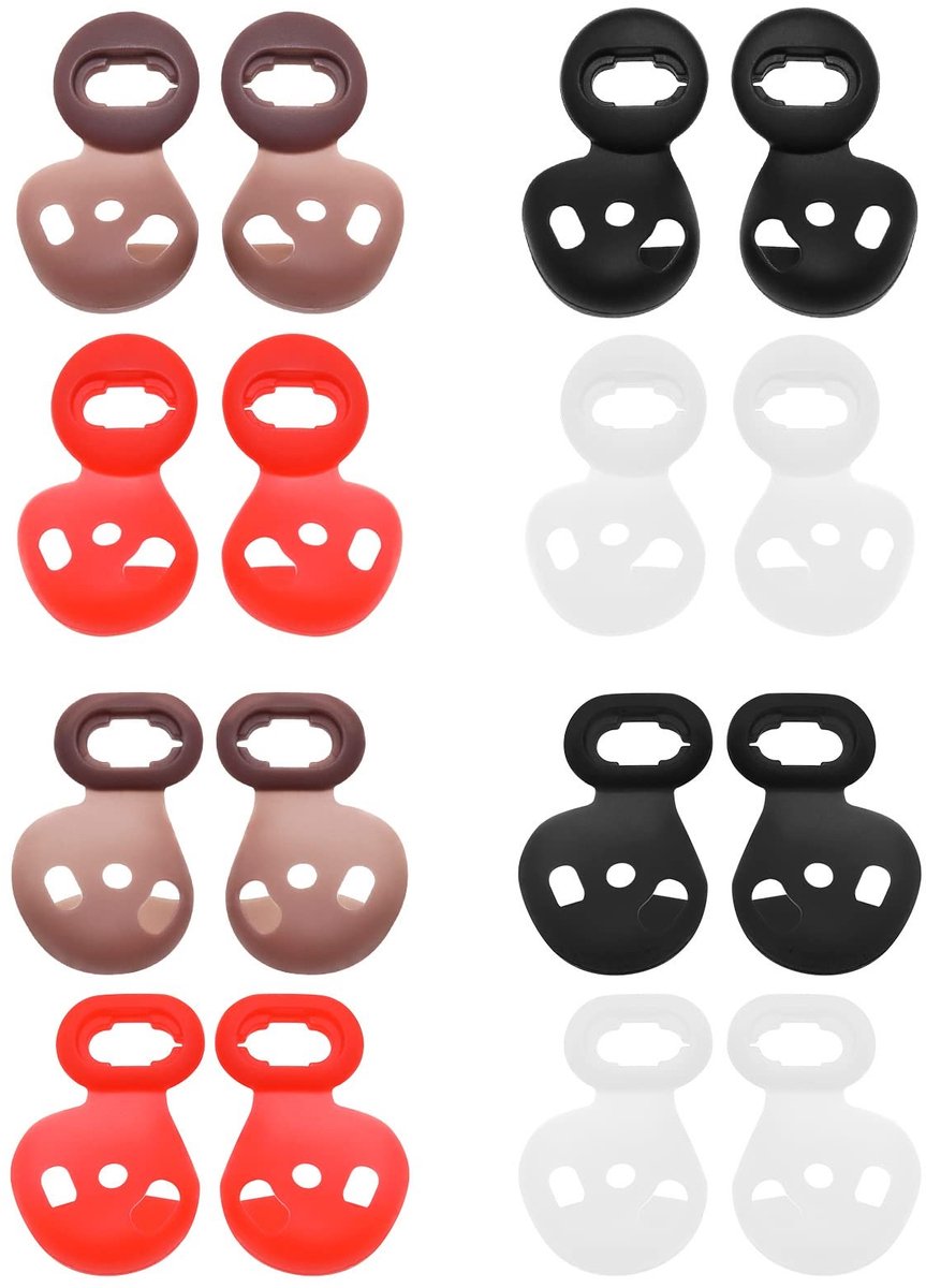 aladdien - Oordopjes - Siliconen Oordopjes - Antislip - Zwart Wit Bruin Rood - Compatibel met Samsung Galaxy Buds Live - 8 Paar