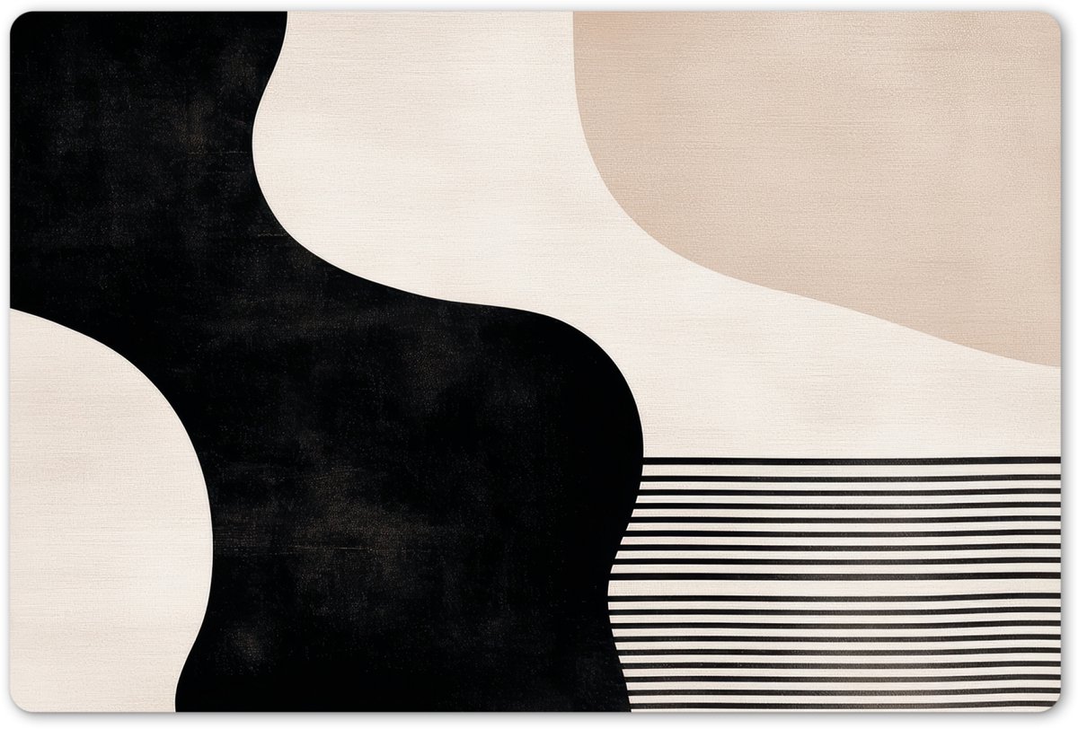 Placemats 45x30 cm - Placemat kunststof - 1 stuk - Abstract - Japandi - Beige - Modern - Borden onderleggers - Decoratie voor op tafel - Keuken tafeldecoratie accessoires - Vinyl onderlegger - Tafelversiering