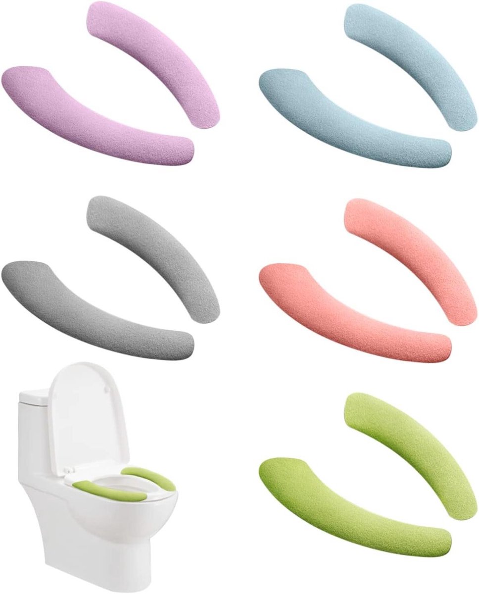 Toiletbrilhoezen - WC-stickers - Hygiënisch Werken - Zelfklevend en Trimmbaar - 38 x 9 cm - 5 Kleuren