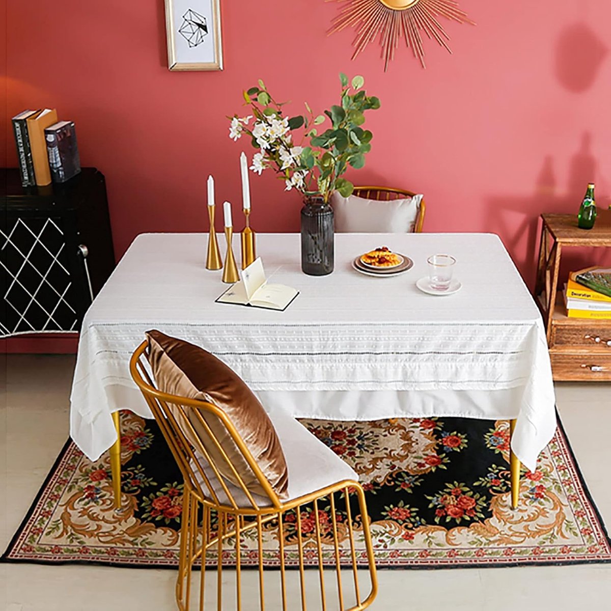 Kanten Eettafelkleed - Tafelkleed Wit Kant - Tafel Decoratie - Fijne Stiksels - 145x145cm - Wit