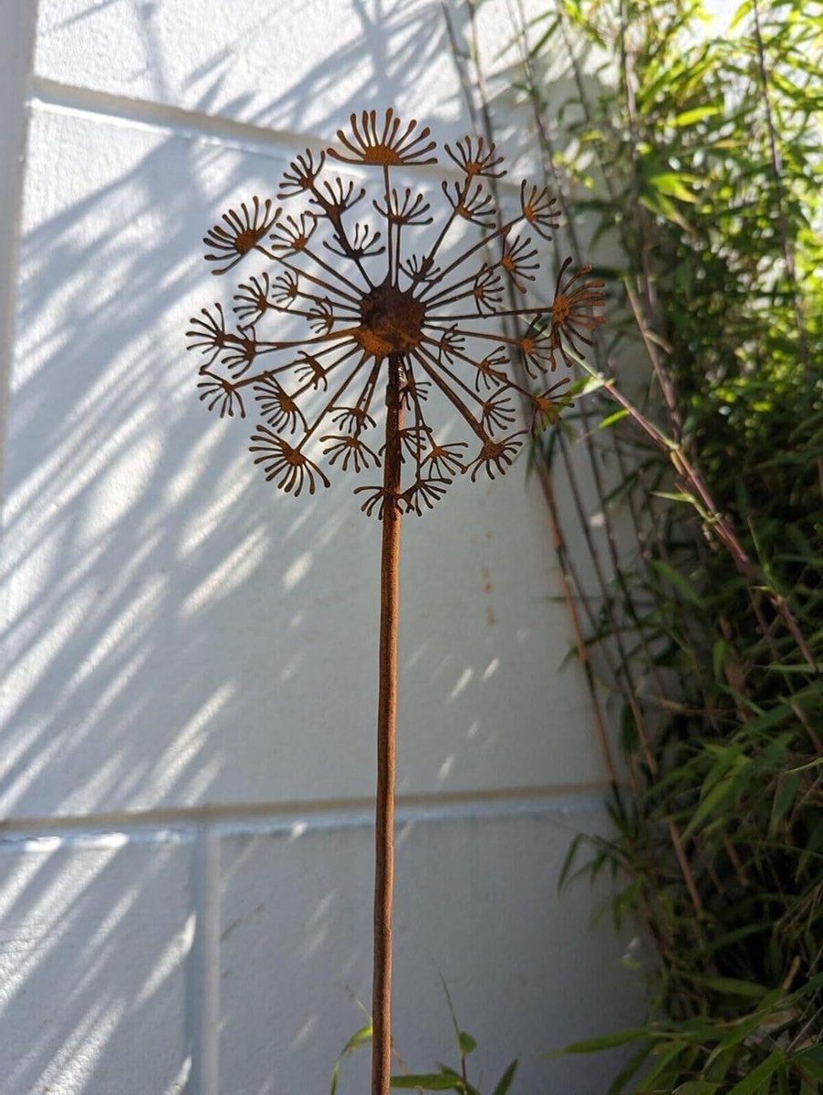 Tuinsteker Paardenbloem - Roest Decoratie - Tuin Aankleden - Roest Patina Staal - 90x15 cm - Roestkleur