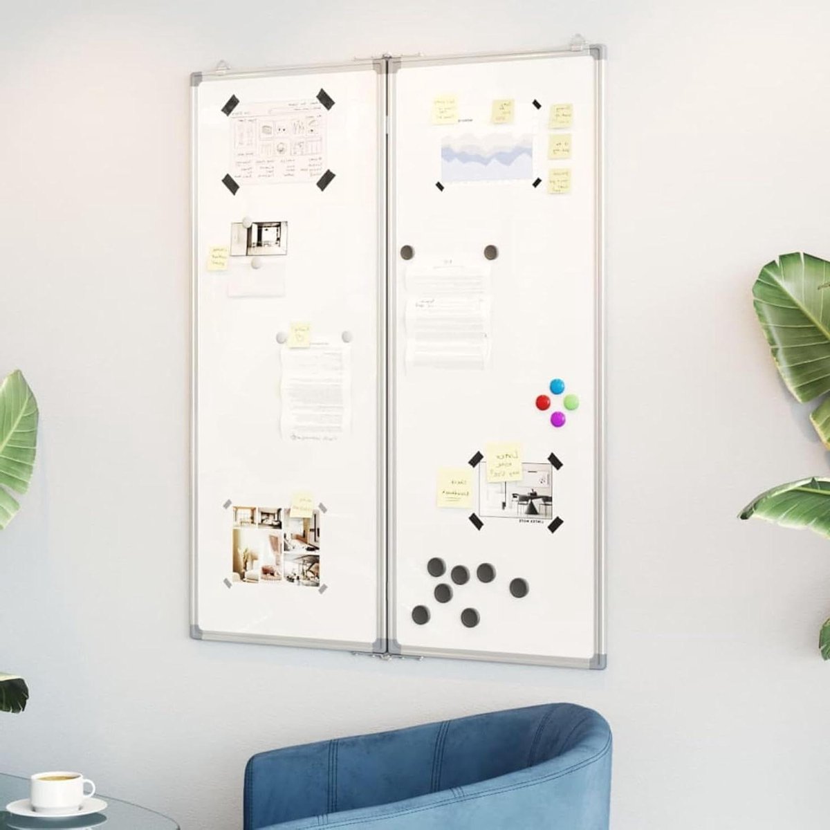 Opvouwbaar Whiteboard - Magnetisch Bord - Notities Maken - Dubbelzijdig Bruikbaar - 80 x 100 cm - Wit