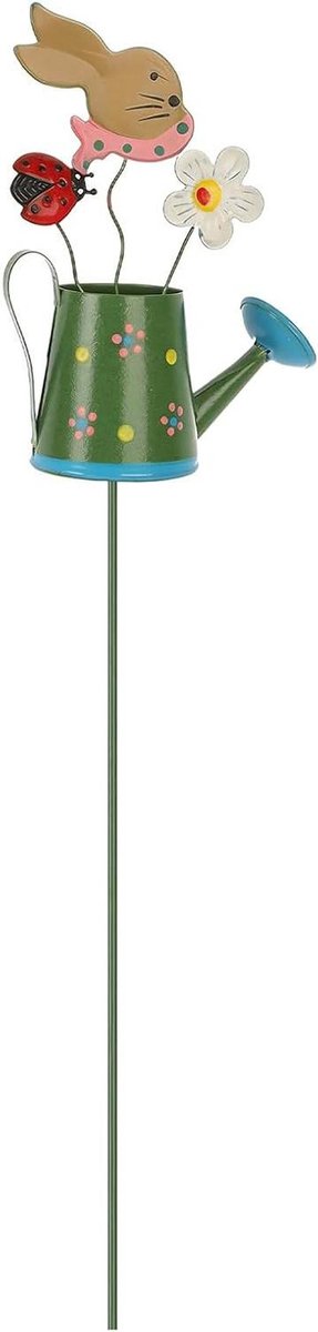 Tuinsteker Konijn - Decoratieve gieter - Tuin decoreren - Stevig metalen frame - 8 x 5 x 5 cm - Multicolor