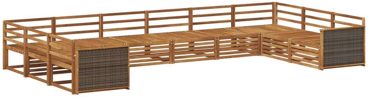 vidaXL Buiten - bank - set - 10 - st - 10-zits - Naturel - Massief - Acacia - Hout