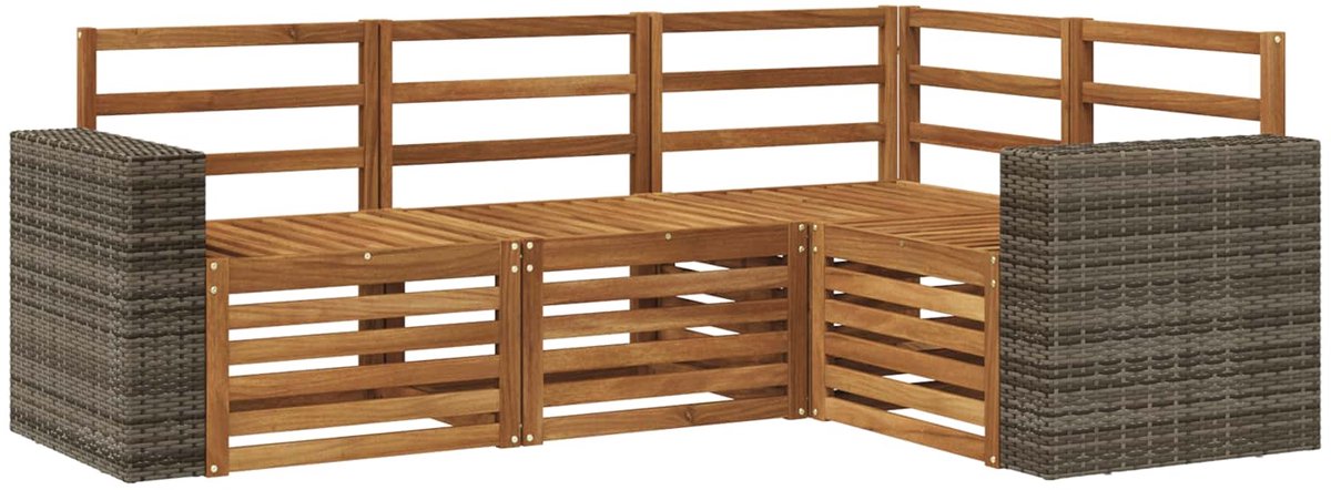 vidaXL Buiten - bank - set - 4 - st - 4-zits - Naturel - Massief - Acacia - Hout