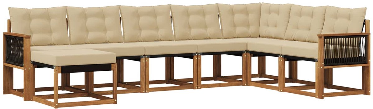 vidaXL Buiten - bank - set - 8 - st - 8-zits - Natuurlijk - en - Beige Natuurlijk en Beige
