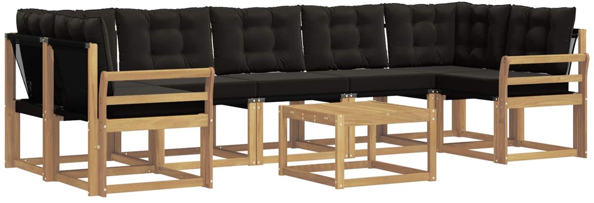 vidaXL Buiten - bank - set - 8 - st - 7-zits - Wit - en - zwart Wit en zwart