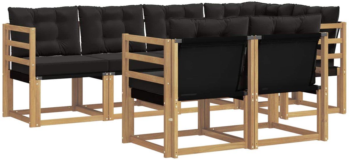 vidaXL Buiten - bank - set - 7 - st - 7-zits - Wit - en - zwart Wit en zwart