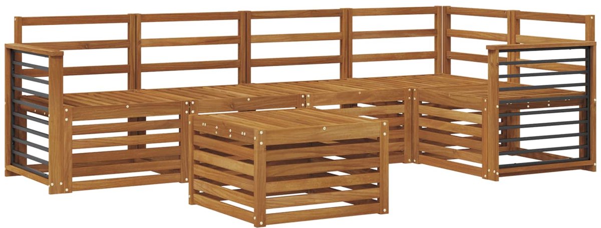 vidaXL Buiten - bank - set - 6 - st - 5-zits - Naturel - Massief - Acacia - Hout