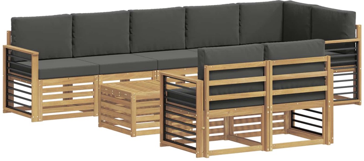 vidaXL Buiten - bank - set - 9 - st - 8-zits - Wit - en - antracietkleurig - Polyester Wit en antracietkleurig