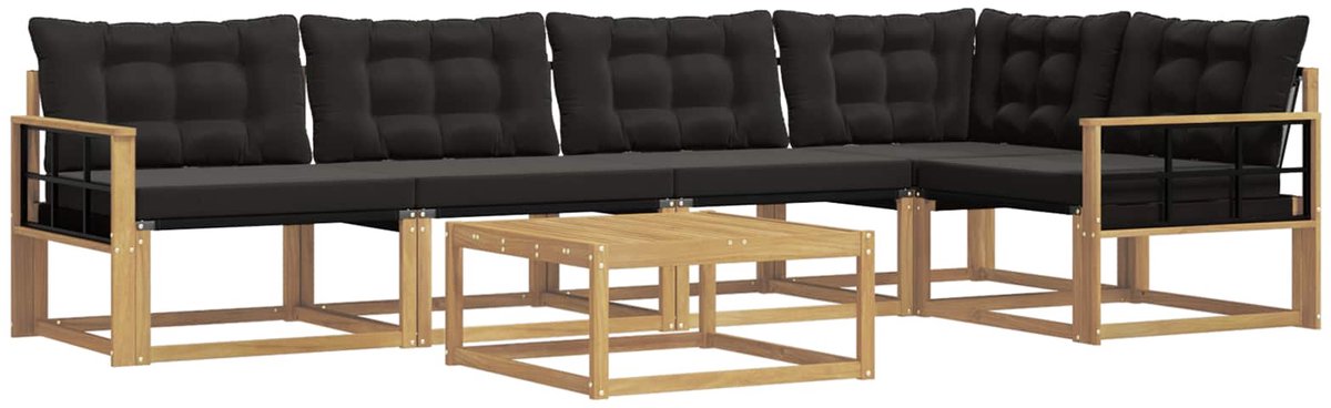 vidaXL Buiten - bank - set - 6 - st - Wit - en - zwart Wit en zwart