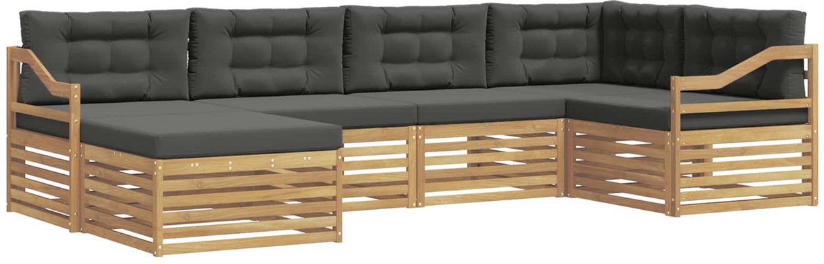 vidaXL Buiten - bank - set - 6 - st - 6-zits - Wit - en - antracietkleurig - Polyester Wit en antracietkleurig